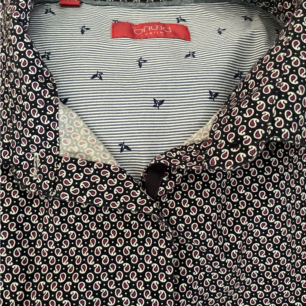 Bruno Magli Black Casual Button Down Shirt with Unique Patterns